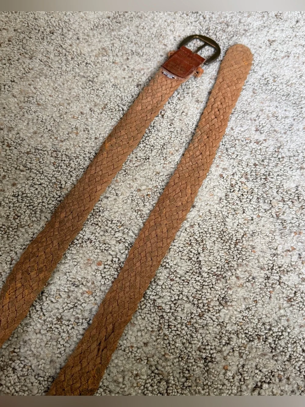 Vintage Y2K Hollister Brown Leather Braided Seagull Logo Woven Belt Size M/L